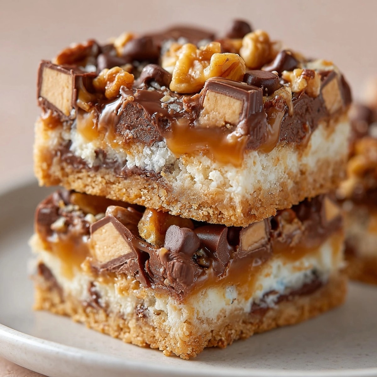 Golden baked Halloween Candy Magic Bars, gooey with chocolate, studded with colorful candies.