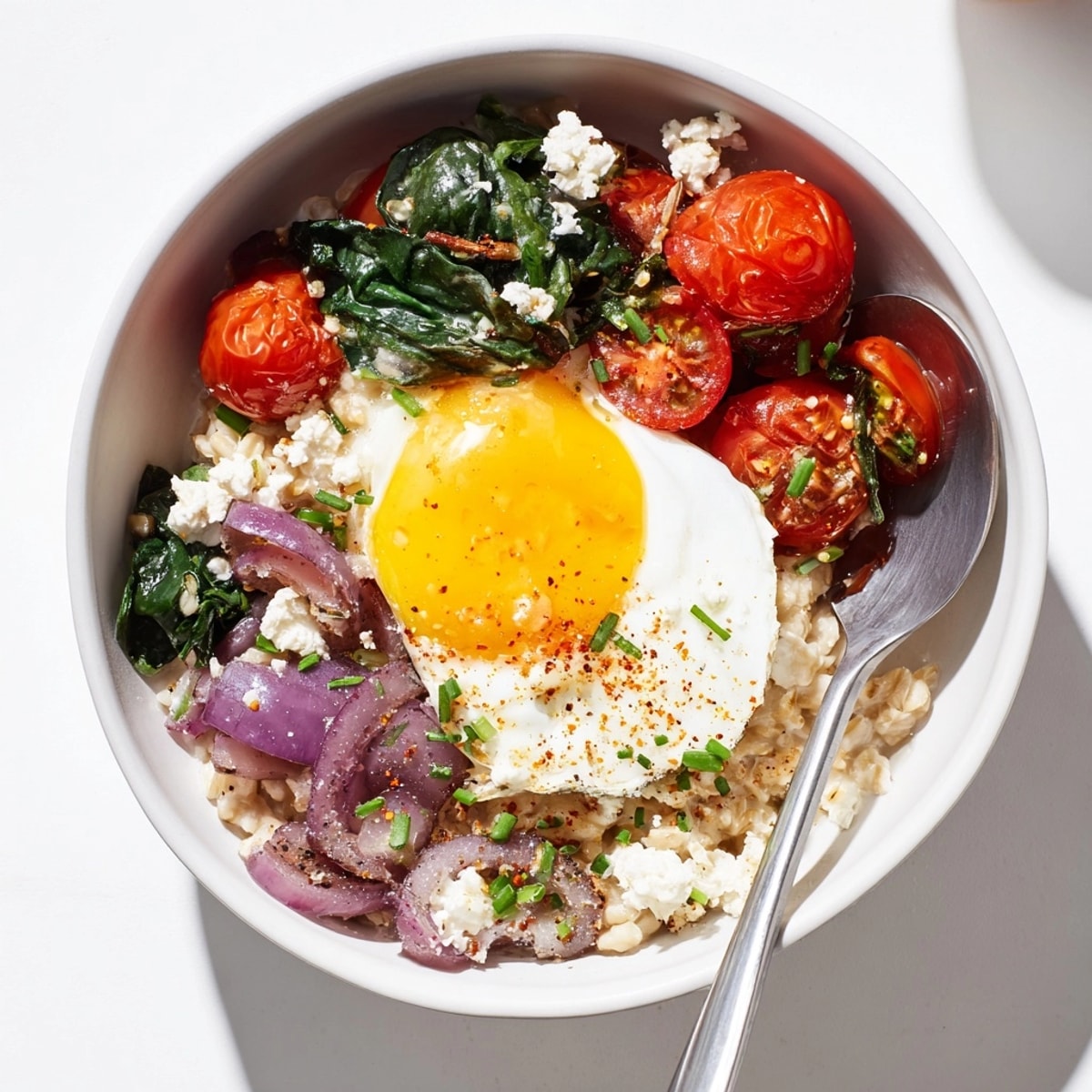 Imagine biting into this savory oatmeal bowl—a hearty, flavorful way to start your day!