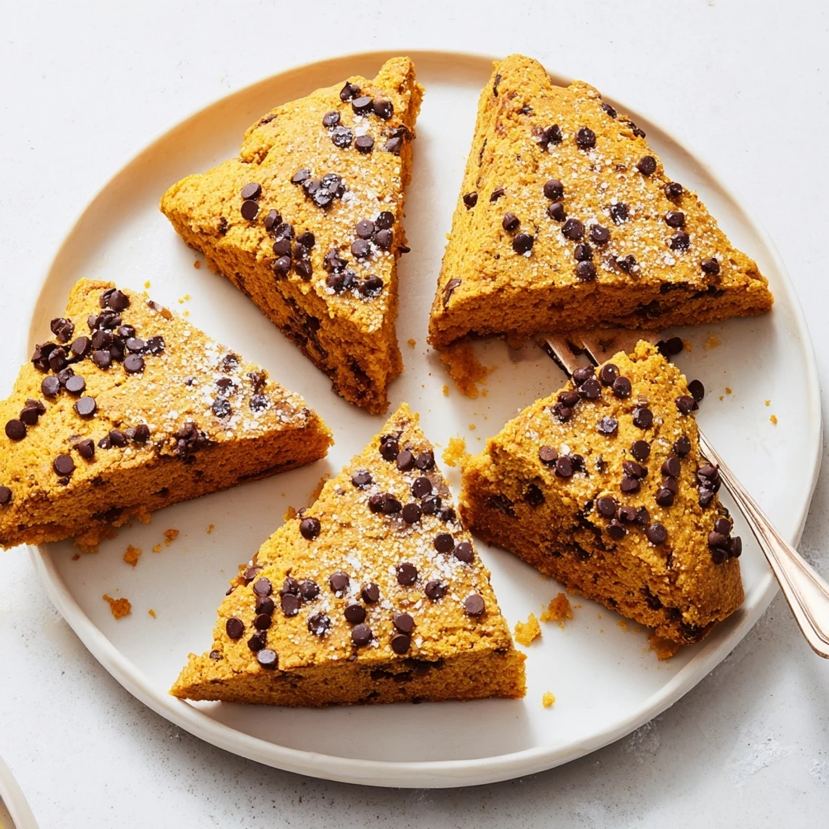 Delicious Pumpkin Muffin Cookie Dough Scones, perfect for cozy mornings with coffee.