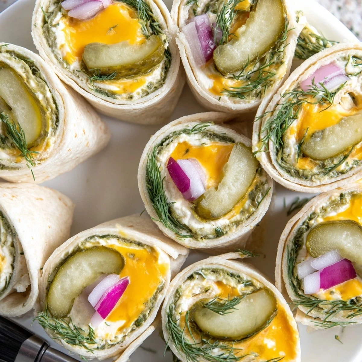 Delicious Pickle-in-a-Blanket snack, perfect for parties with crunchy pickles and cheese.  