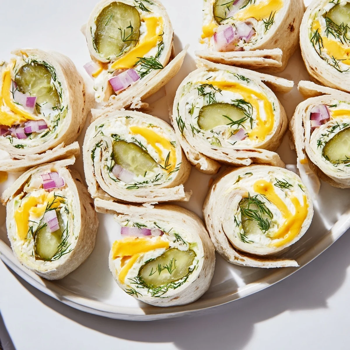 Quick and easy Pickle-in-a-Blanket appetizer featuring creamy cheese wrapped around dill pickles.