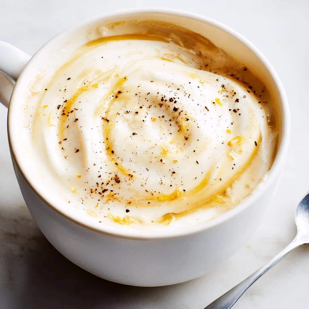 Creamy onion latte blending caramelized onions and espresso for a savory twist.  