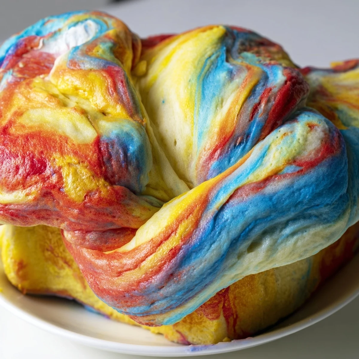Light and fluffy cloud bread rainbow version, perfect for a colorful brunch treat.  