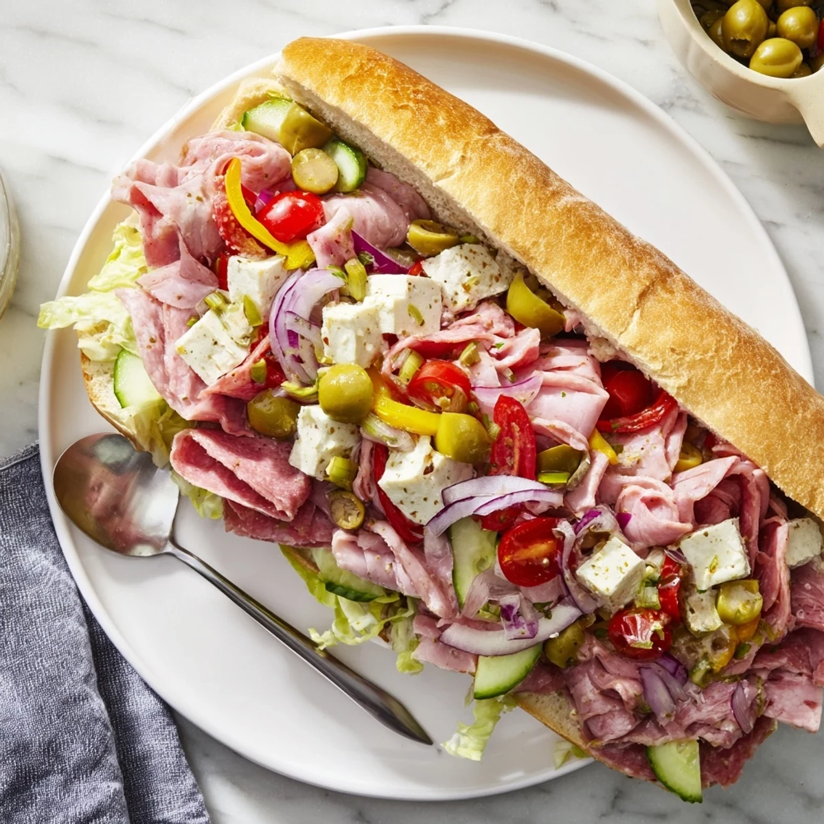 Vibrant Flavor Mash-Up Sandwiches stacked with fresh meats and colorful veggies.  