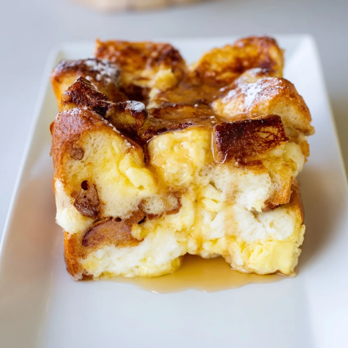 A golden-brown French Toast Bake, a comforting breakfast casserole perfect for weekend mornings.