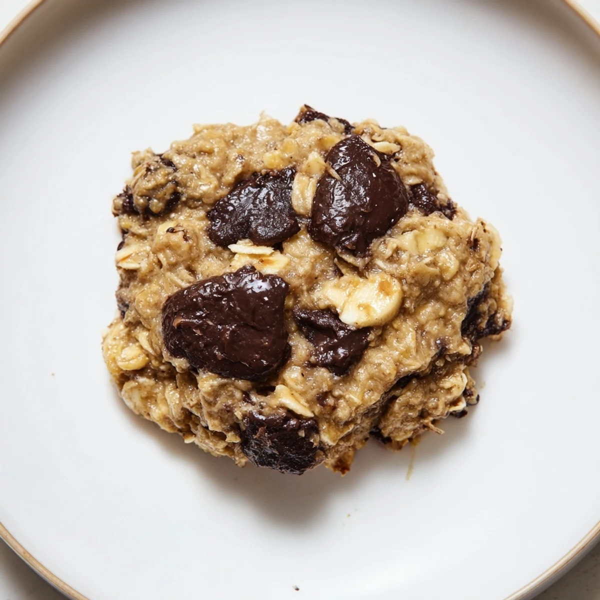 Golden, chewy oat-banana chocolate chip cookies freshly baked and ready to eat, a treat.