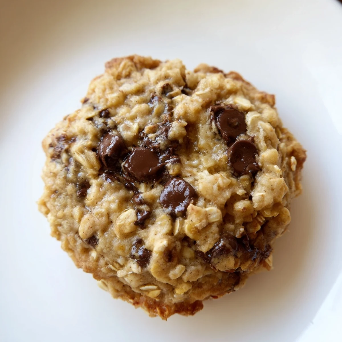 Warm, soft, and delicious oat-banana chocolate chip cookies cooling after baking in the oven.