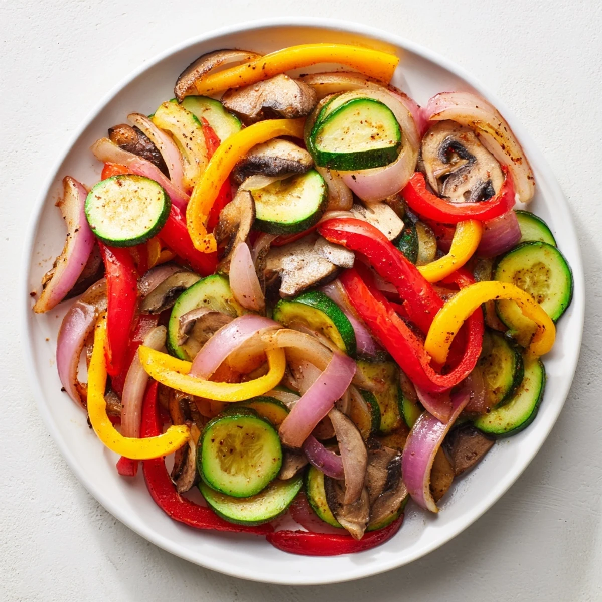 Vibrant veggie skillet fajitas sizzling in a cast-iron pan, perfect for a quick and flavorful Tex-Mex dinner.
