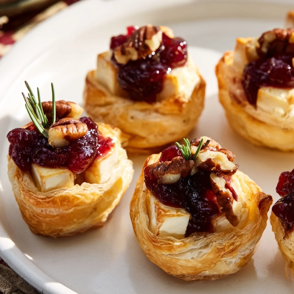 Savory and sweet, freshly baked Quick Cranberry Brie Bites offer a delicious bite of holiday flavors.