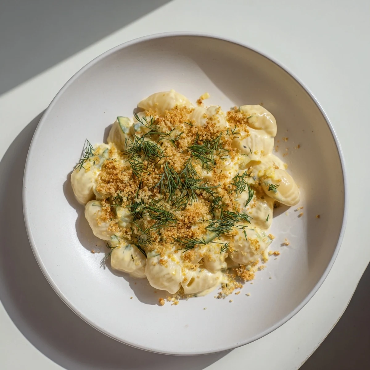 Golden brown baked Pickle Mac and Cheese, a comforting and flavorful vegetarian main dish.