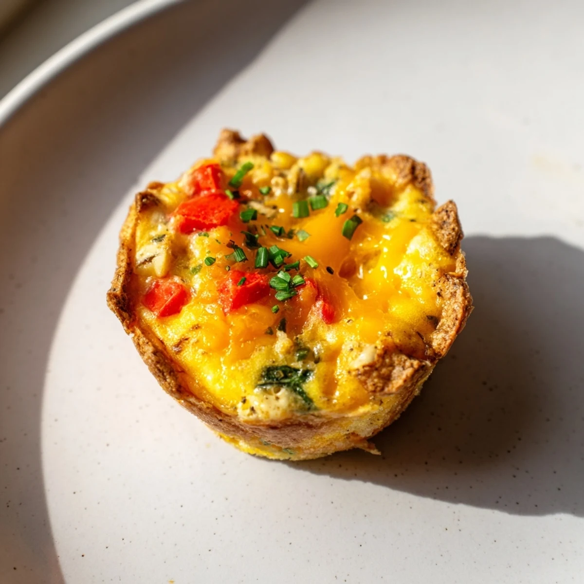 Creamy, cheesy filling spilling from individual, perfectly-baked Easy Festive Mini Quiche Cups.