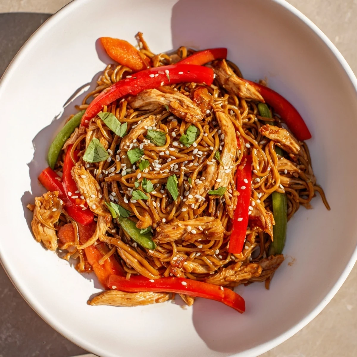 Vibrant Lemon-Garlic Chicken Stir Fry with tender chicken and a savory, bright lemon sauce ready to eat.