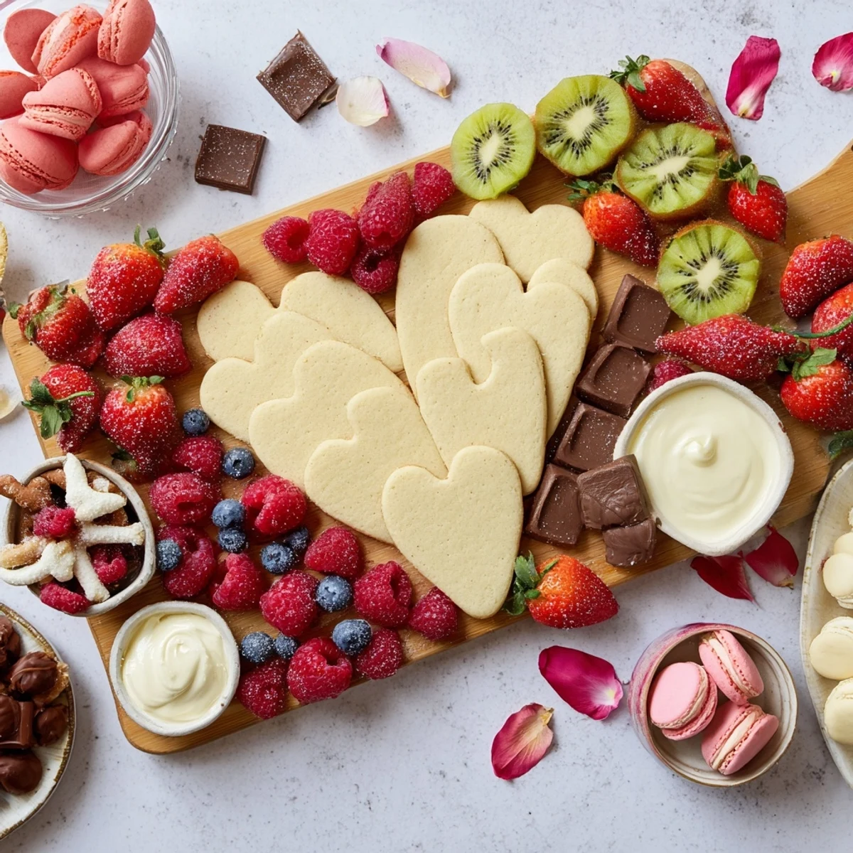 Beautiful Love Letter Dessert Board: A romantic, delicious board filled with fresh fruits and chocolates.