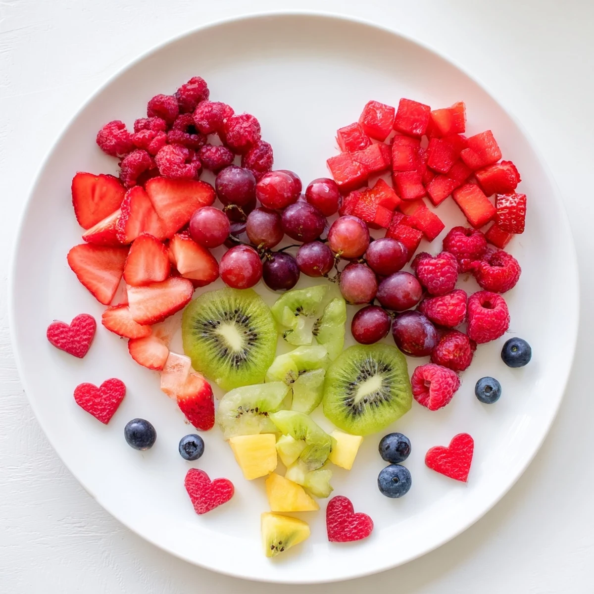 Beautifully arranged Sweetheart Fruit Board featuring a variety of irresistible fresh fruits, ready to serve and enjoy now.