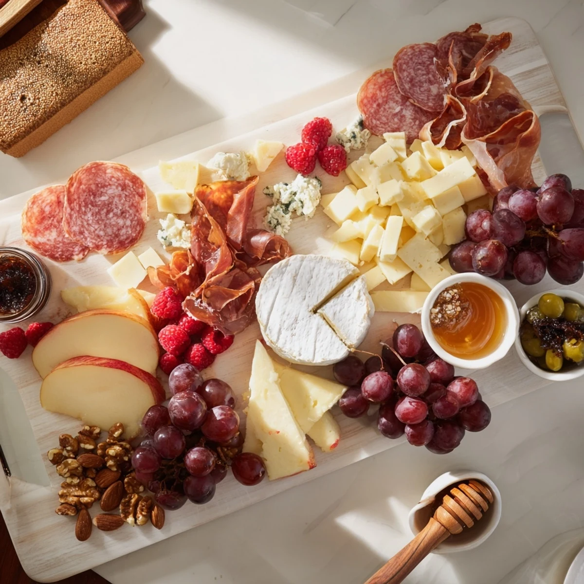 This Lace & Pearls Elegant Board features a stunning display of appetizers—perfect for entertaining guests.