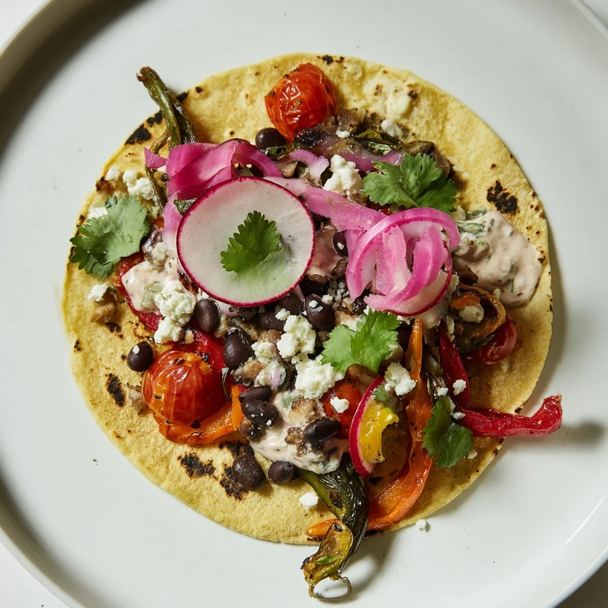 A delicious Desert Bloom Cactus Taco Board ready to eat, featuring warm tortillas and inviting salsas for sharing.