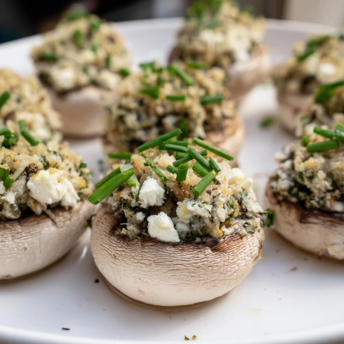 Savory Stuffed Mushroom Caps with a creamy cheese filling, perfect for any holiday gathering.