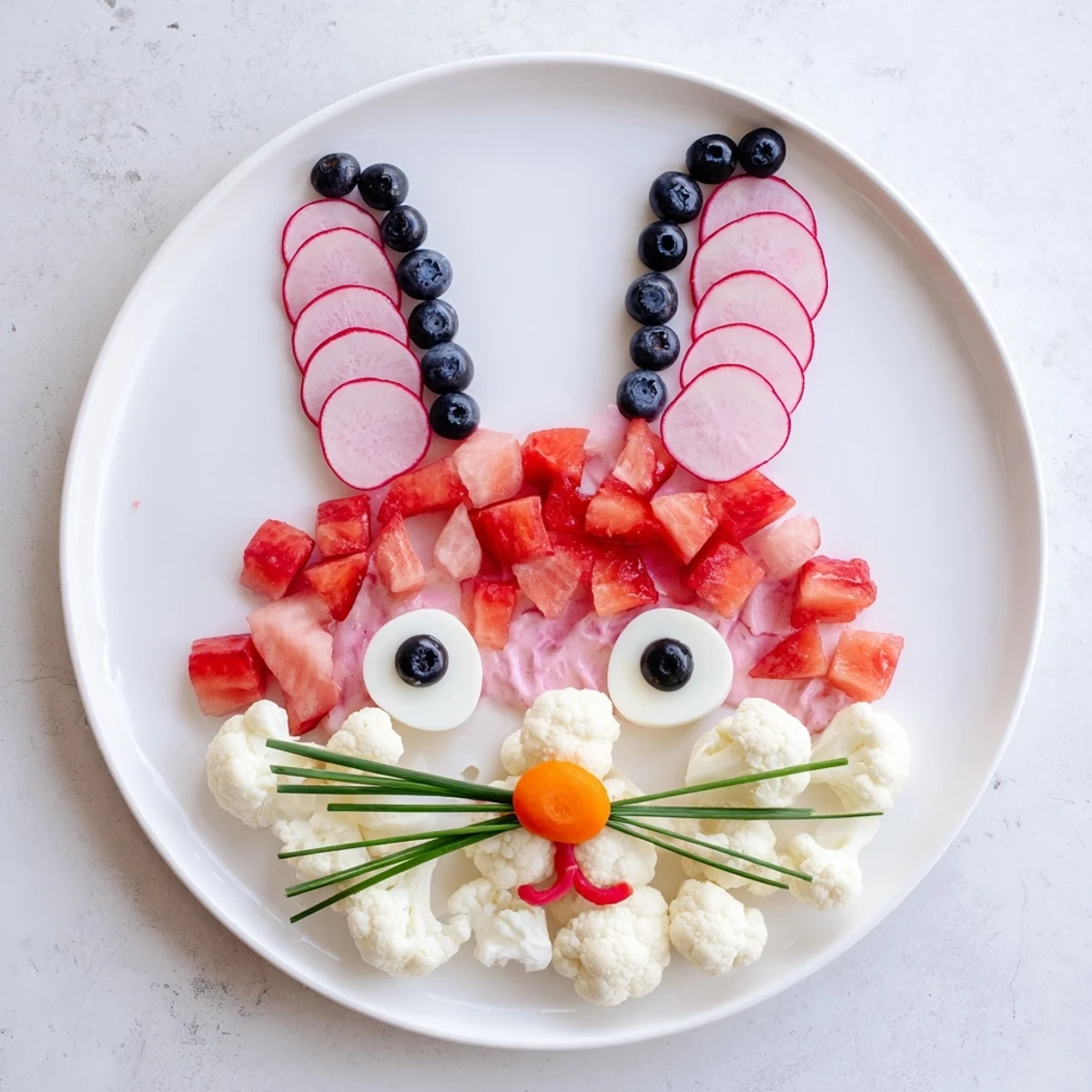 Festive Bunny Silhouette design made with pink and white ingredients, perfect for a spring gathering.