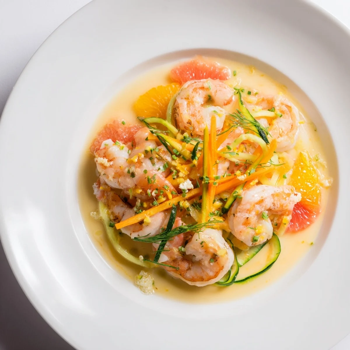 Sizzling shrimp sit atop the coral reef; this The Coral Reef recipe is loaded with citrus.