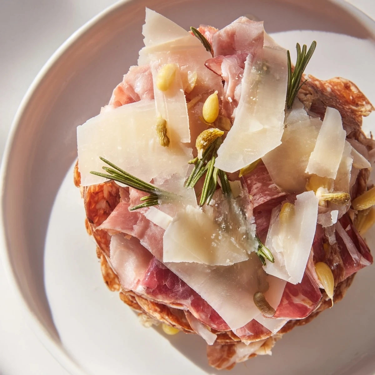 The Burlap & Lace charcuterie board: savory meats, shaved cheeses, and fresh herbs tempt the palate.