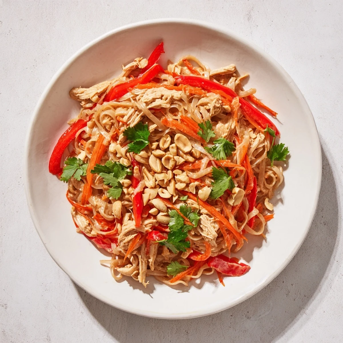 Enjoy a refreshing taste of homemade Thai-Inspired Peanut Chicken Pasta, perfect for a summer lunch.