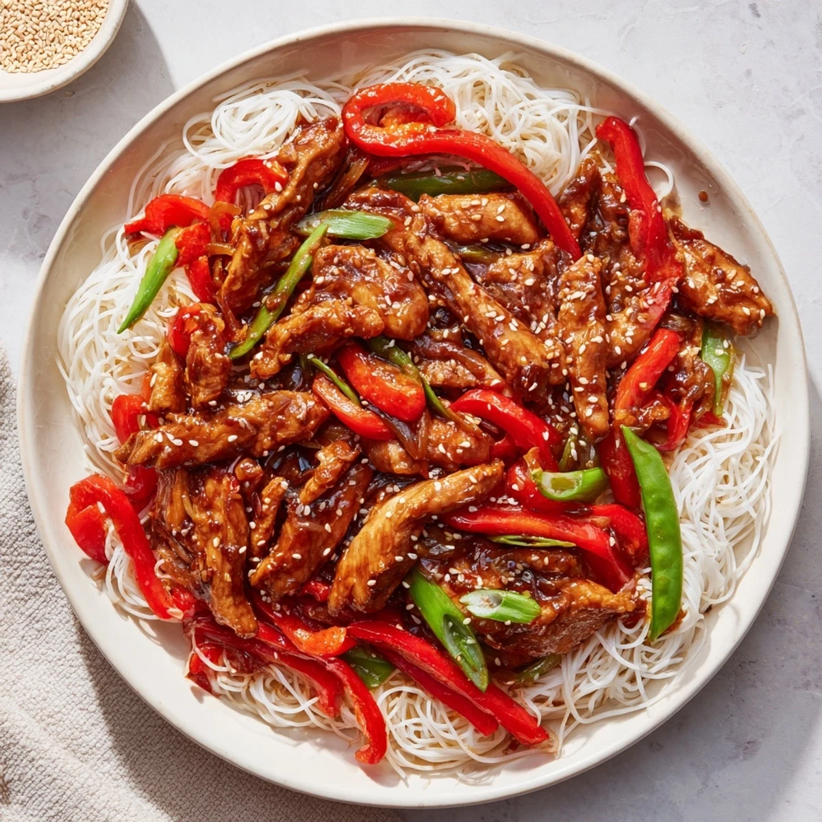 This delicious Mongolian chicken recipe showcases perfectly cooked chicken and a savory, sweet sauce.