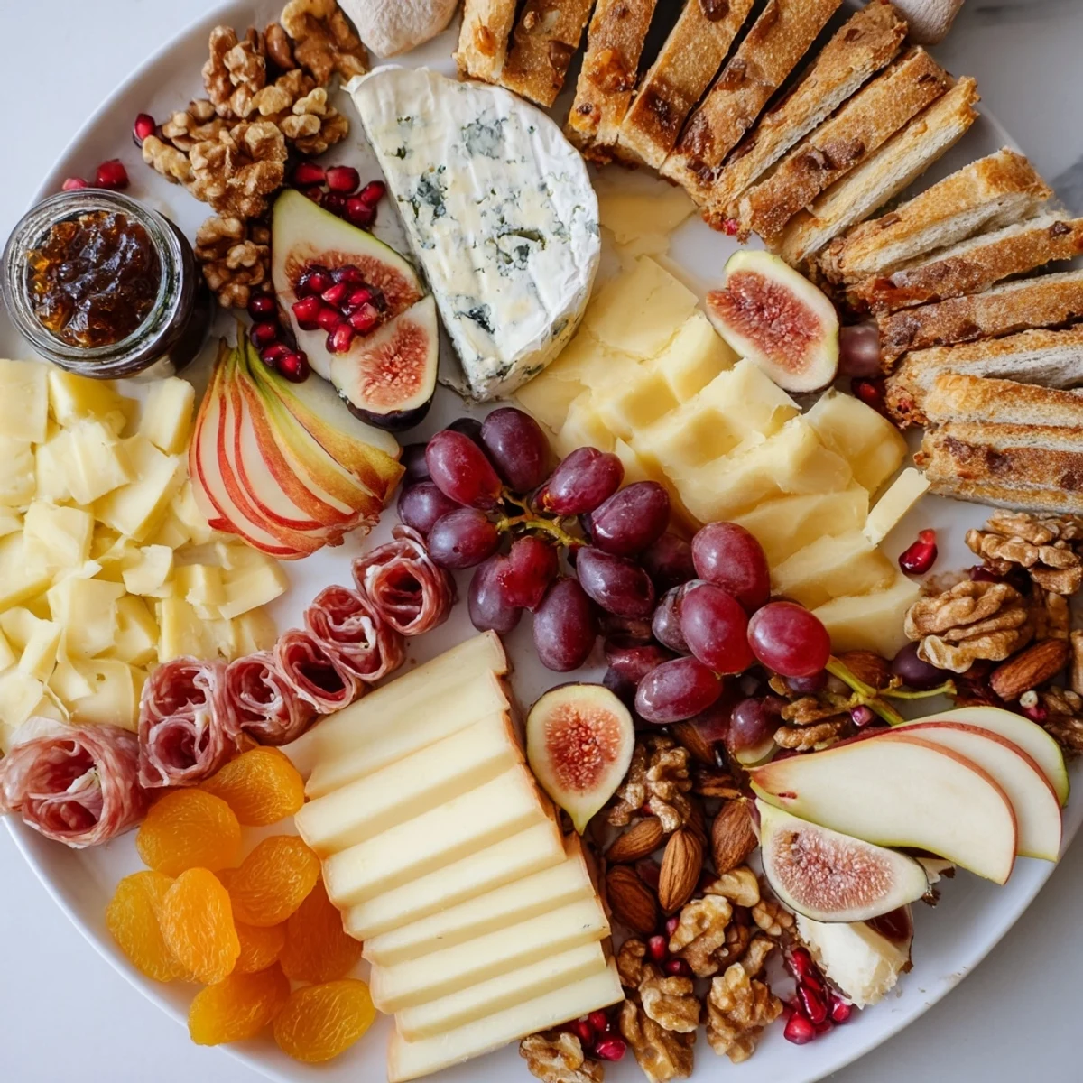 Moments Magiques Plateau Bonne Année 2026, a lavish French appetizer platter, overflowing with colorful fruits.