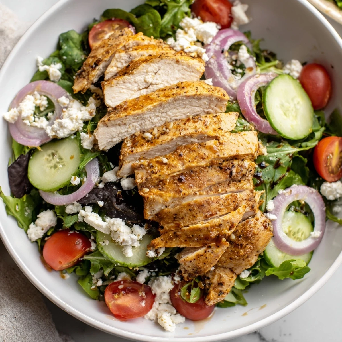 Seared Quick Pan-Seared Chicken Salad features golden-brown chicken atop fresh greens, a light, delicious meal.