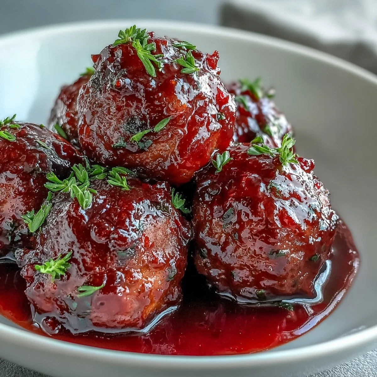 Savory grape jelly and chili sauce meatballs simmer in a glossy, sticky-sweet glaze, perfect for party appetizers.
