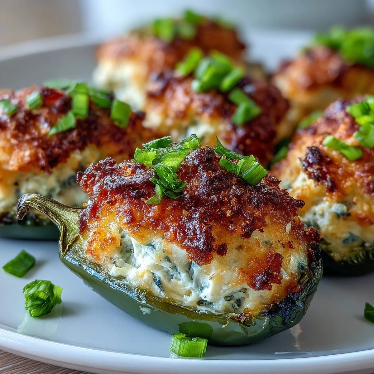 Golden-baked Cajun Crab Poppers stuffed with creamy lump crabmeat and melted cheese, garnished with fresh parsley.  