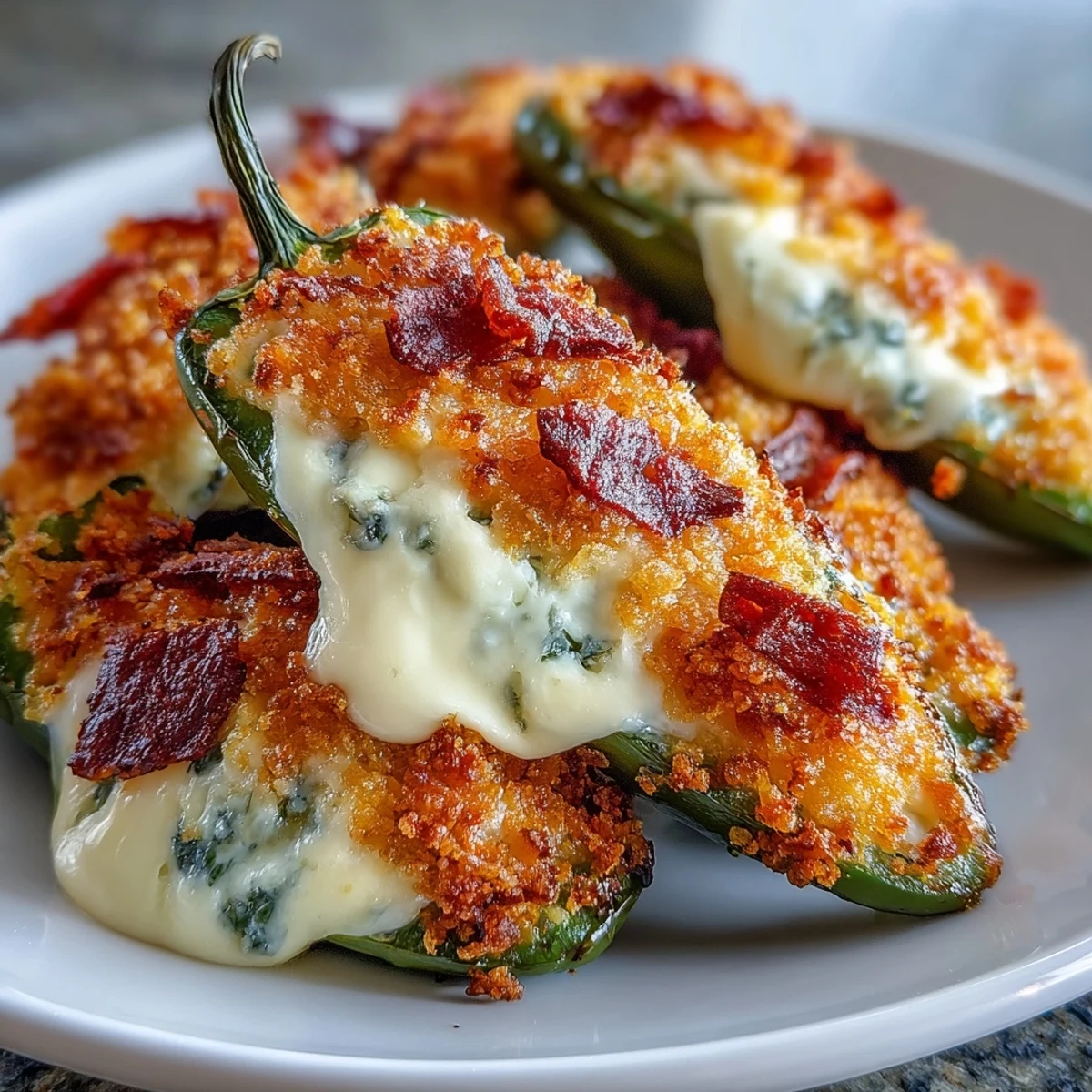 Air Fryer Jalapeño Poppers with a golden, crispy breadcrumb topping and melted cheddar filling.
