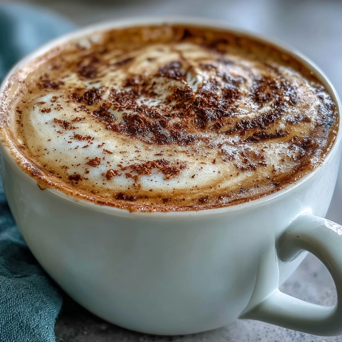 Richly brewed hojicha cappuccino topped with creamy frothed milk and a sprinkle of hojicha powder in a cozy mug.