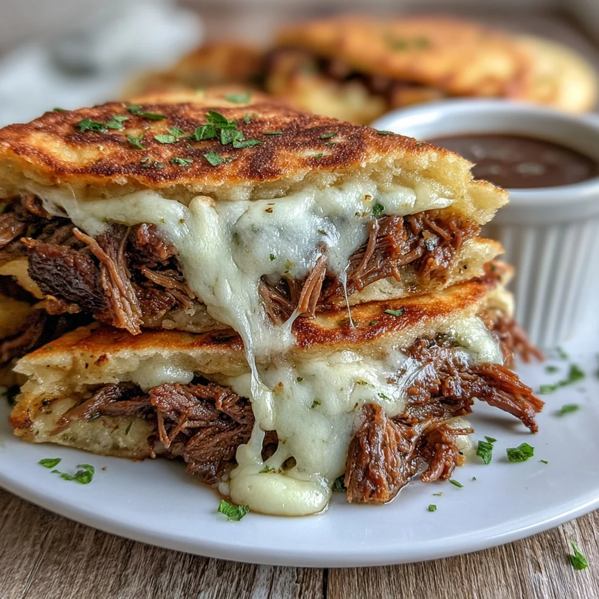 Slow Cooker Beef & Garlic Naan Melt