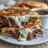 Slow Cooker Beef & Garlic Naan Melt