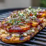BBQ Peach Brie Flatbread Grill