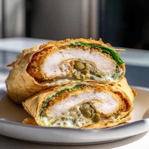 Golden, crispy Chicken Piccata Crunch Wrap bursting with lemon-butter sauce and savory chicken.