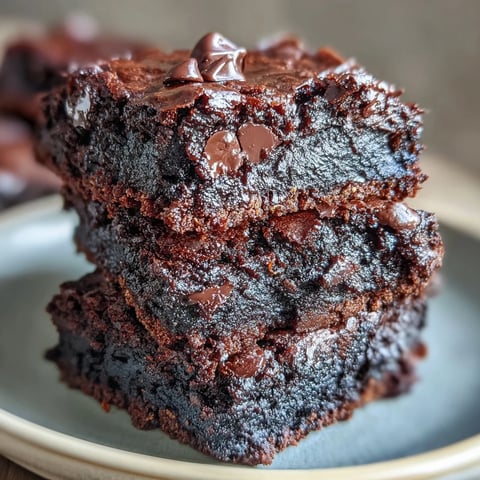 A close-up of Greek Yogurt Brownies cut into neat squares, showing a fudgy, dark chocolate texture and a light dusting of cocoa powder on a rustic wooden board.