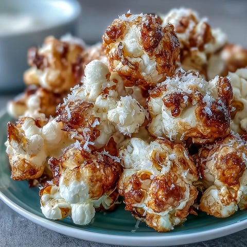 Gourmet truffle popcorn with Parmesan and fleur de sel, served in a rustic bowl for an elegant snack.