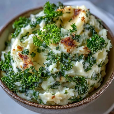 Creamy mashed potatoes with sautéed leeks and crispy kale, a modern take on traditional Irish colcannon.  