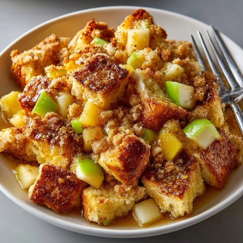 Golden-brown brioche pieces, apple filling and crumb topping make this skillet a delicious Chaos Apple Pie.