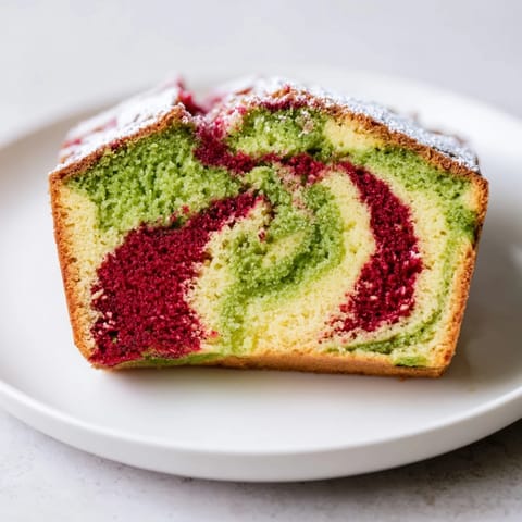 Red Green Matcha Marble Cake