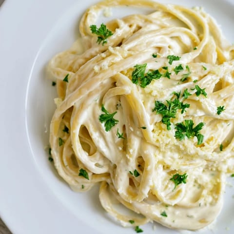 Homemade Cottage Cheese Alfredo with a rich, velvety texture, perfect for a quick, delicious dinner idea.