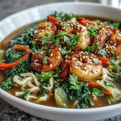 Asian Noodle Bowl with Shrimp and Scallops