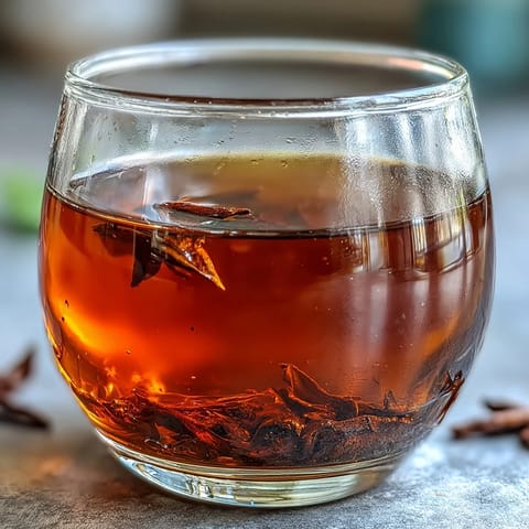A prepared Hojicha Americano is poured into a white ceramic cup. 