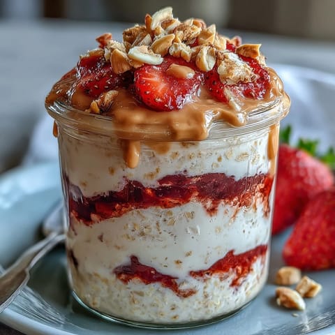High-Protein Peanut Butter Jelly Overnight Oats #570