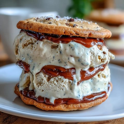 Creamy vanilla bean ice cream between soft coffee cookies inspired by a classic Frappuccino flavor.  
