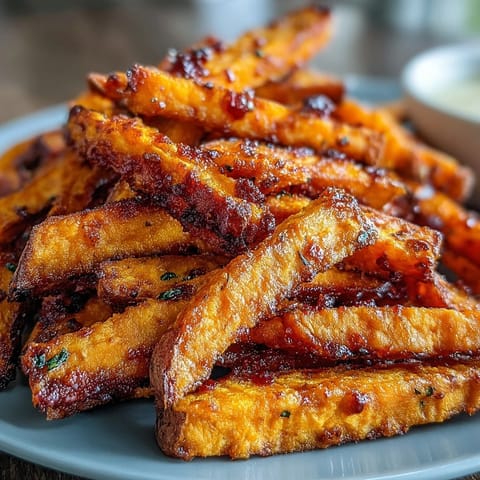A healthier twist on classic fries: sweet potatoes air-fried to perfection and paired with zesty homemade garlic aioli.  