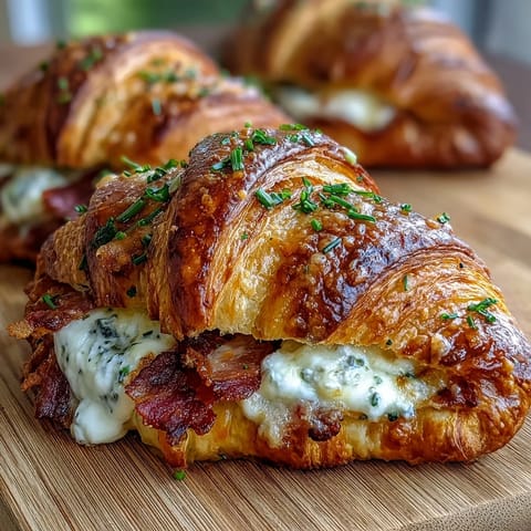Savory Ham & Swiss Croissant Bake with buttery croissants, smoky ham, and melted Swiss cheese in a creamy custard base.