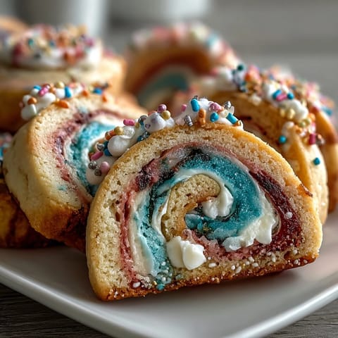 Whimsical pastel swirl birthday cookies with soft, buttery texture and festive sprinkles.