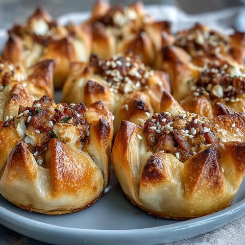 Golden, flaky crescent-wrapped cocktail sausages served with tangy honey Dijon dipping sauce for a crowd-pleasing appetizer.  
